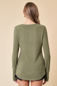 Image 4 of BRUSHED RIB HENLEY TOP