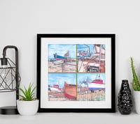 Image 1 of Working Beach Framed Square Print