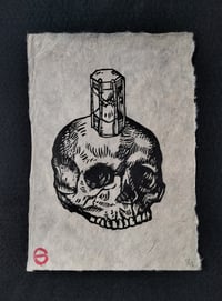Image 1 of Medieval Skull Lino Print