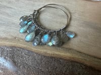 Image 5 of Sterling and Labradorite hoops earrings 