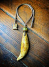 Cave Bear Tooth Necklace with Lantern Bead