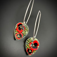 Image 1 of Long Poppy Leaf Earrings 