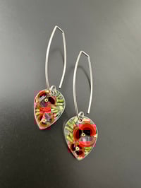 Image 2 of Long Poppy Leaf Earrings