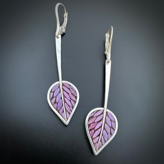 Image of Lilac Leaf & Stem Earrings