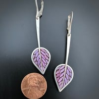 Image 2 of Lilac Leaf & Stem Earrings