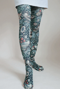Image 1 of Strawberry Thief By William Morris Printed Art Tights