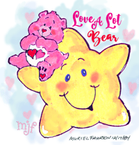 Image 2 of Love A Lot Care Bear sitting on a Star Print