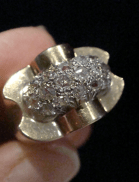 Image 5 of 1920s- 1930s RETRO FRENCH TANK 18CT PLATINUM DIAMOND 1.30CT PAVE SET RING