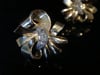 VINTAGE 1950S RETRO 18CT YELLOW GOLD ROSE CUT DIAMOND FAN BOW EARRINGS
