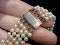 Image 5 of EDWARDIAN VICTORIAN 18CT SILVER HUGE DIAMOND 3-3.20ct CULTURED PEARL 5 STRAND NECKLACE