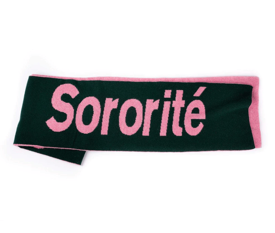 Image of LES Scarf in Forest Green & French Rose by Black & Beech