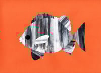 Image 1 of Striped Beakfish, Original Collage Art – Hand-Painted, One-of-a-Kind (220 x 305mm)