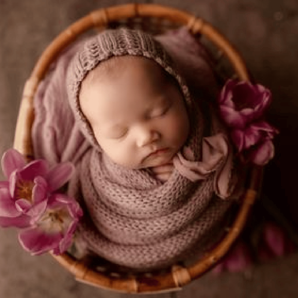 Image of Dusty Mauve Lacy Knit Bonnet & Wrap