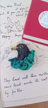 Blackbird Hand Embroidered Brooch