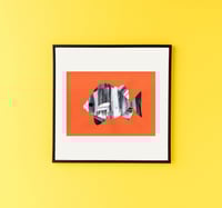 Image 2 of Striped Beakfish, Original Collage Art – Hand-Painted, One-of-a-Kind (220 x 305mm)