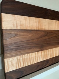 Image 4 of Walnut and Curly Maple cutting board - ready to ship!