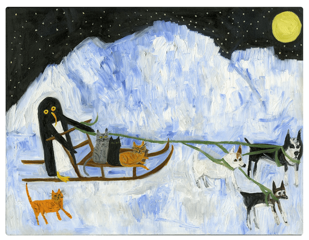 Image of Misha's winter adventure. Limited edition print.