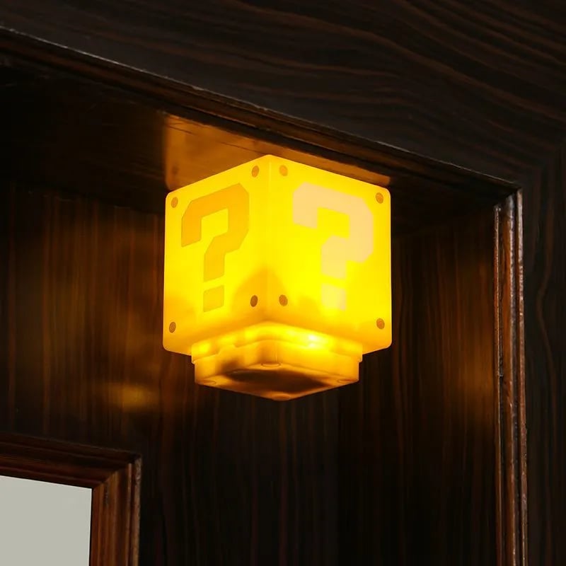 Super Mario Bros Lamp Question Mark Brick Music Night Light