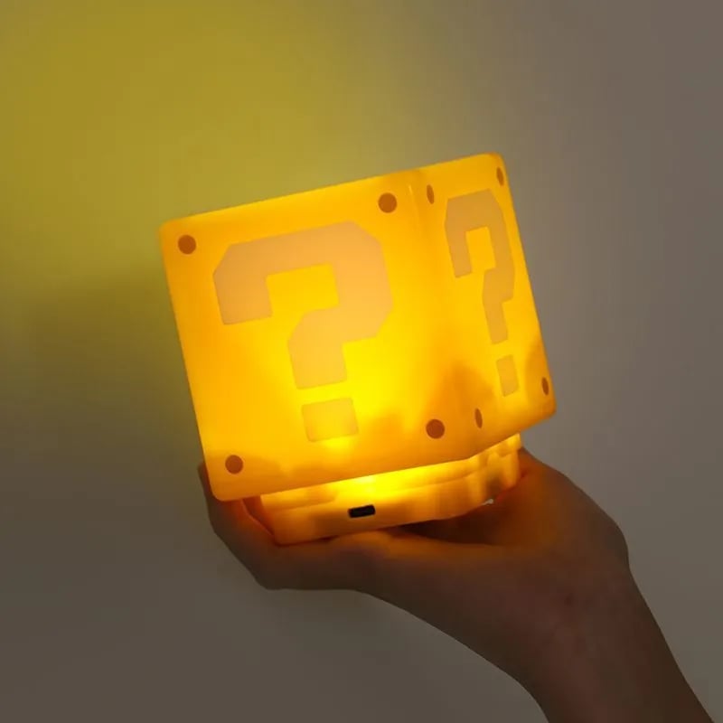 Super Mario Bros Lamp Question Mark Brick Music Night Light