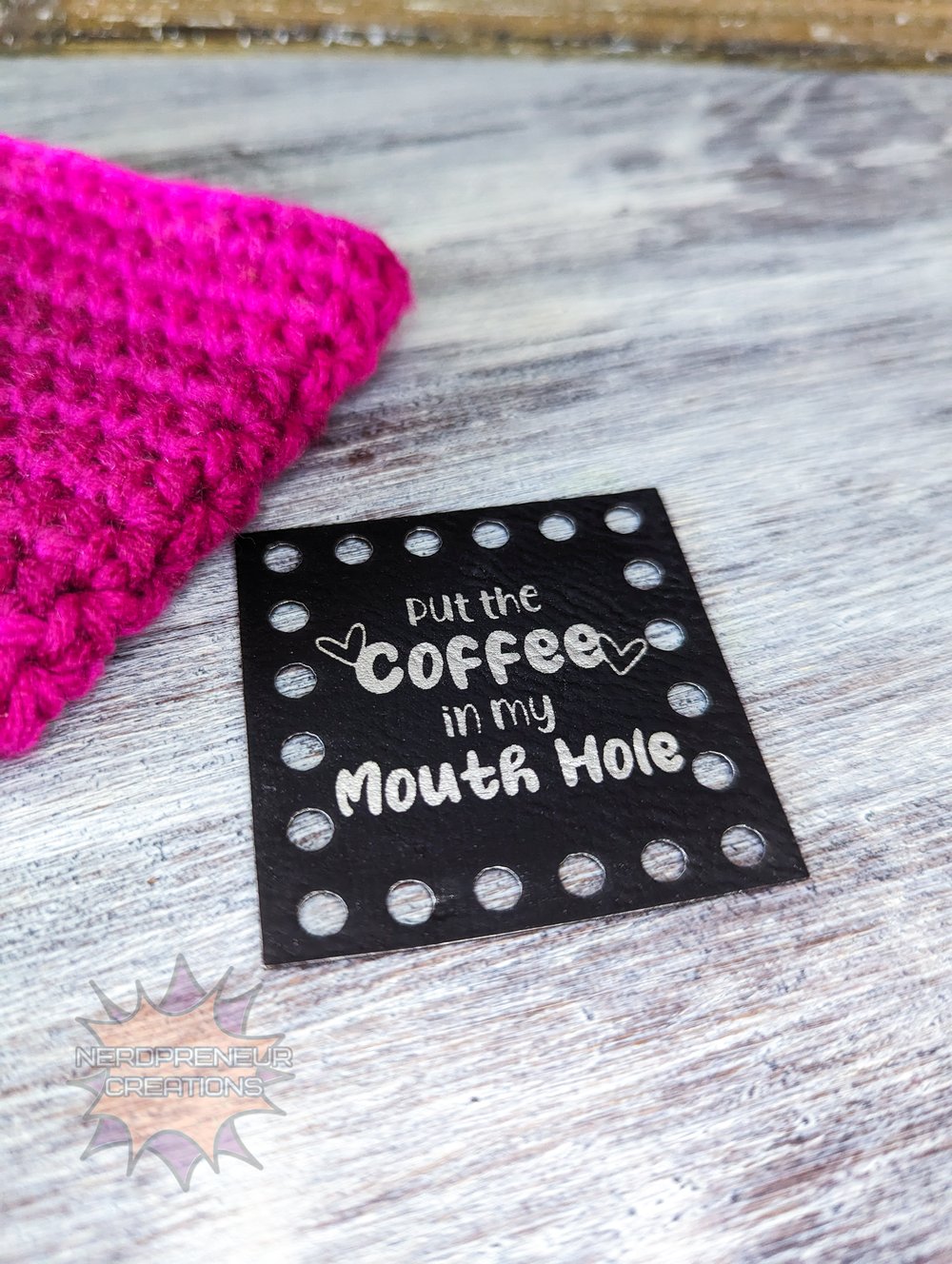 Image of Put the Coffee in My Mouth Hole Set of 5 Faux Leather Patches