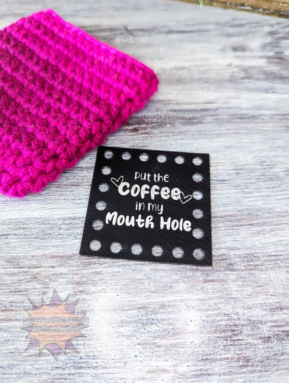 Image of Put the Coffee in My Mouth Hole Set of 5 Faux Leather Patches