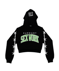 Image 2 of WORK IS WORK CROPPED HOODIE