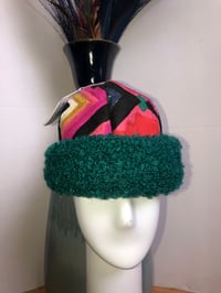 Image 1 of H.O.D. Knitted Brim Hat Multi-Color Embroidery Crown W/Green Mixed Knitted Cable Brim