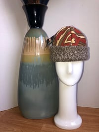 Image 2 of H.O.D. Knitted Brim Hat Maharajah Crewel  Embroidery Fabric Crown W/Taupe Knit Brim