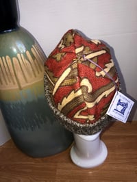 Image 3 of H.O.D. Knitted Brim Hat Maharajah Crewel  Embroidery Fabric Crown W/Taupe Knit Brim