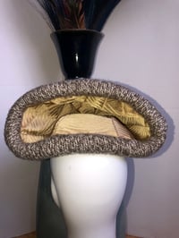 Image 5 of H.O.D. Knitted Brim Hat Maharajah Crewel  Embroidery Fabric Crown W/Taupe Knit Brim