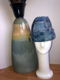 Image 2 of H.O.D. Knitted Brim Hat, Washed & Treated Denim Crown W/Bluey Vintage Cable Knitted Brim