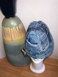Image 3 of H.O.D. Knitted Brim Hat, Washed & Treated Denim Crown W/Bluey Vintage Cable Knitted Brim