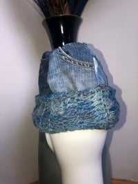Image 4 of H.O.D. Knitted Brim Hat, Washed & Treated Denim Crown W/Bluey Vintage Cable Knitted Brim