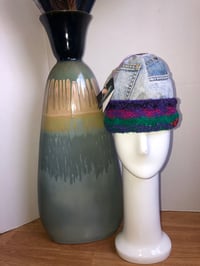 Image 2 of H.O.D. Knitted Brim Hat Washed & Bleached Denim Crown W/Multi Color Knitted Brim