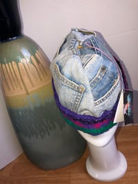 Image 3 of H.O.D. Knitted Brim Hat Washed & Bleached Denim Crown W/Multi Color Knitted Brim