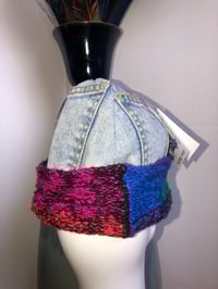Image 4 of H.O.D. Knitted Brim Hat Washed & Bleached Denim Crown W/Multi Color Knitted Brim