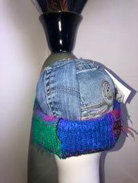 Image 4 of H.O.D. Knitted Brim Hat Indigo Washed & Treated Denim Crown W/Multi Color Knitted Brim