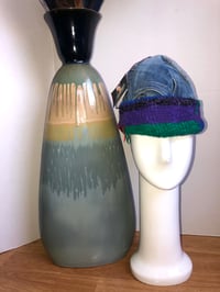 Image 2 of H.O.D. Knitted Brim Hat Indigo Washed & Treated Denim Crown W/Multi Color Knitted Brim