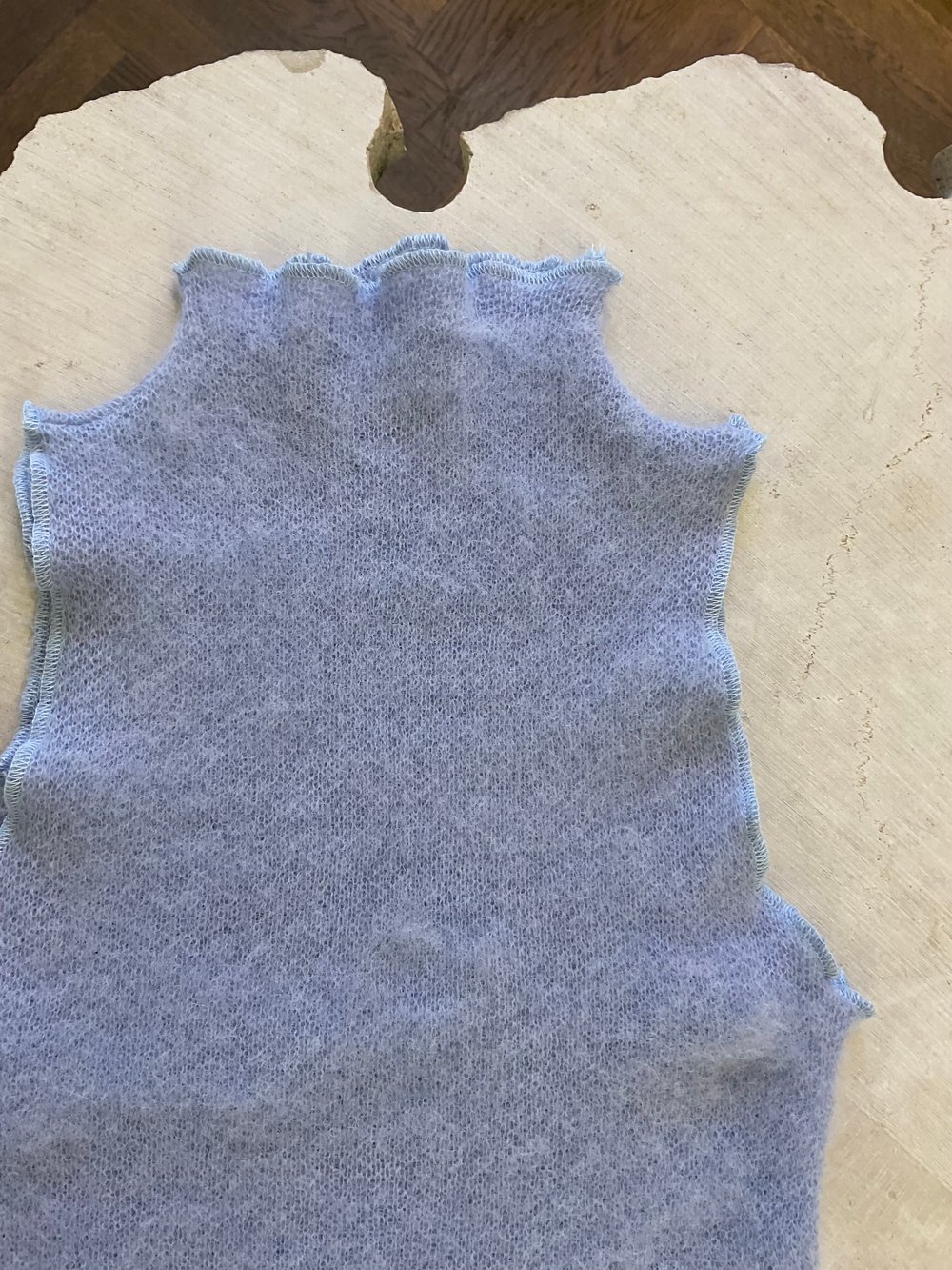 Ultra soft knitted alpaca top light blue