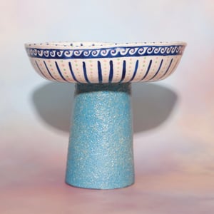 Image of Hand-built Painted Earthenware Fruit Bowl - Blues