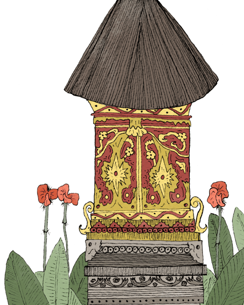 Image of Altar de casitas de bali con paja