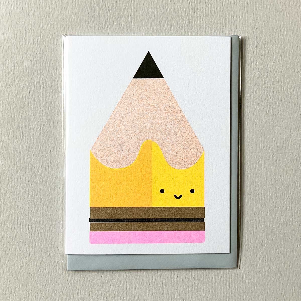 Image of Mini carte crayon jaune avec enveloppe