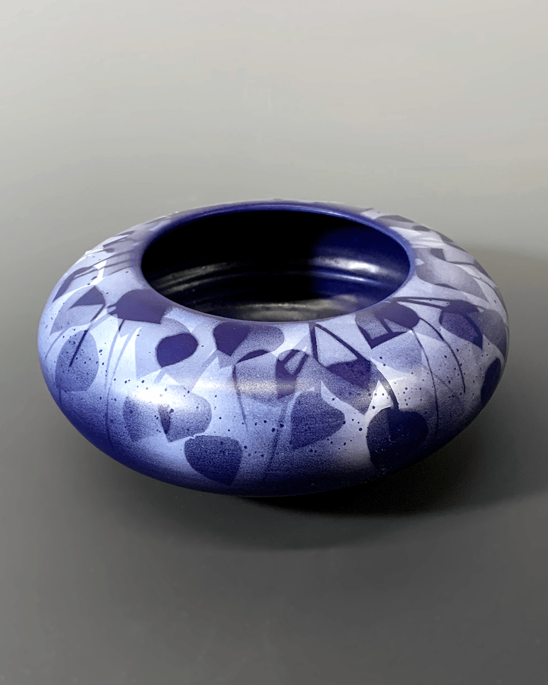 Image of Blue Vines Wide Jar / Jewelry Dish (7" Width)