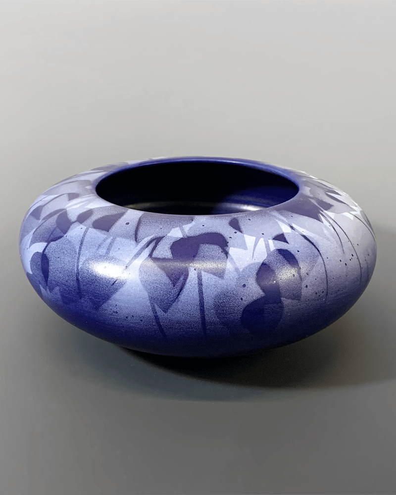 Image of Blue Vines Wide Jar / Jewelry Dish (7" Width)