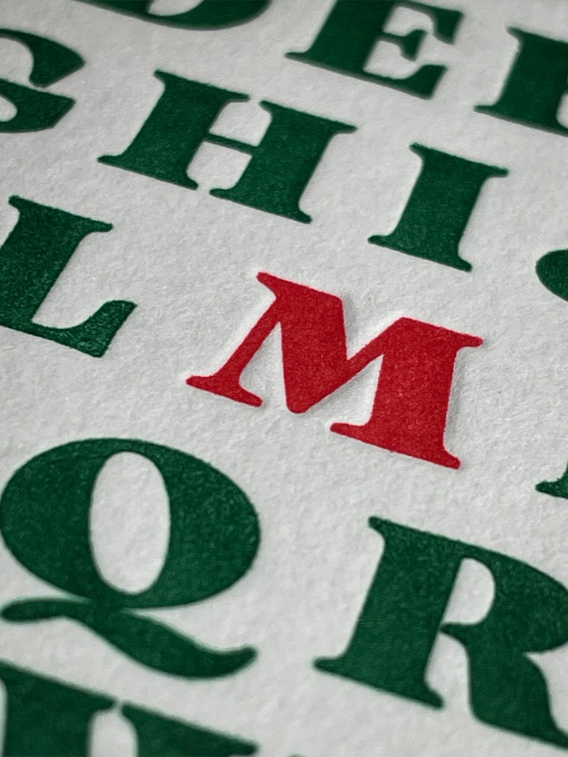 A-Z Tree | letterpress Christmas card | Studio 55 Letterpress