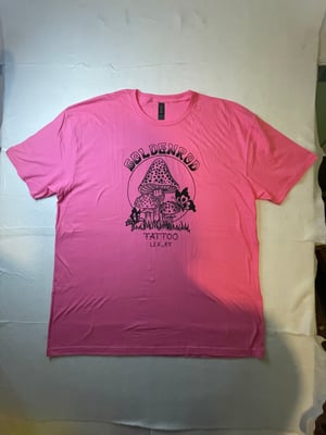 mushroom t shirt in pink with Goldenrod Tattoo