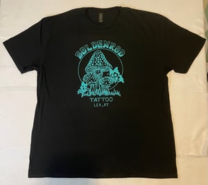 mushroom t shirt Goldenrod Tattoo black and teal