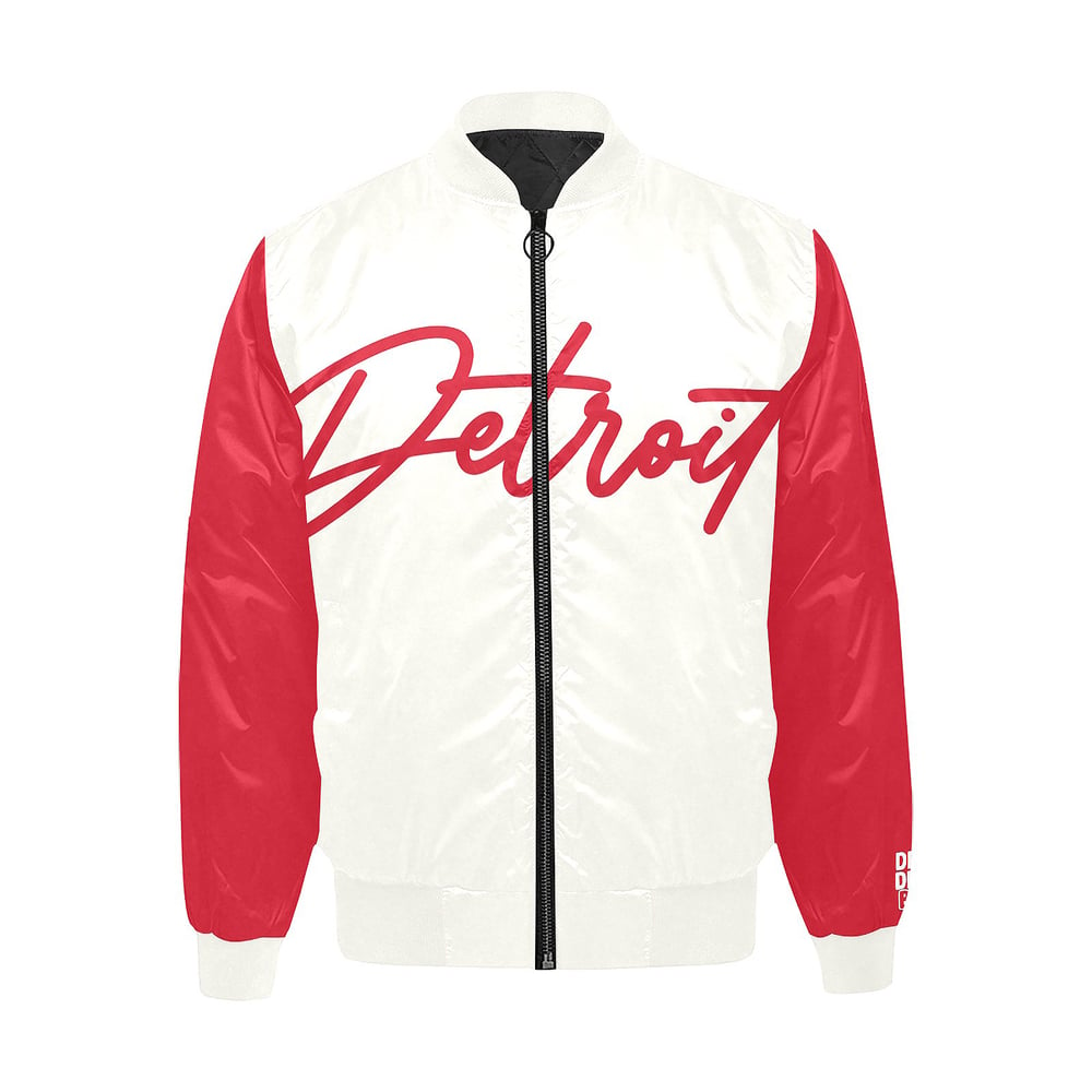 Image of Detroit Printed Bomber Cream Red