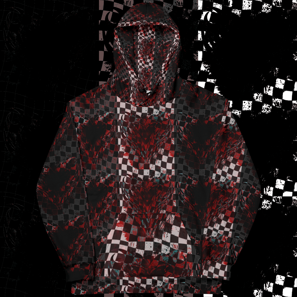 bleeding heart neapolitan checkerboard all-over hoodie