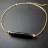 Hairpipe Bar Necklace (Black and Gold)